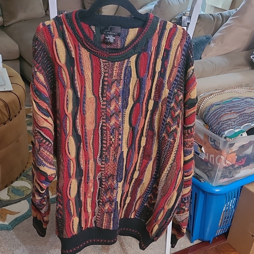 J. Ferrar Colorful Coogi Inspired Sweater